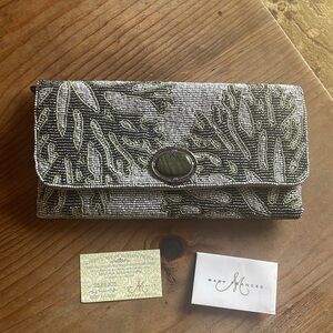 NWOT Mary Frances Beaded Genuine Labradorite Stone Clutch/Shoulder/Crossbody